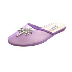 ATTICO Crystal Embellishments Mules Slipper Size: 9 | IT 39, Purple, silver
